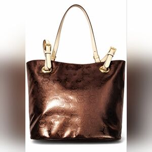 ✨ Michael Kors Metallic Bronze MK Logo Tote | Gold Hardware | Shoulder Bag